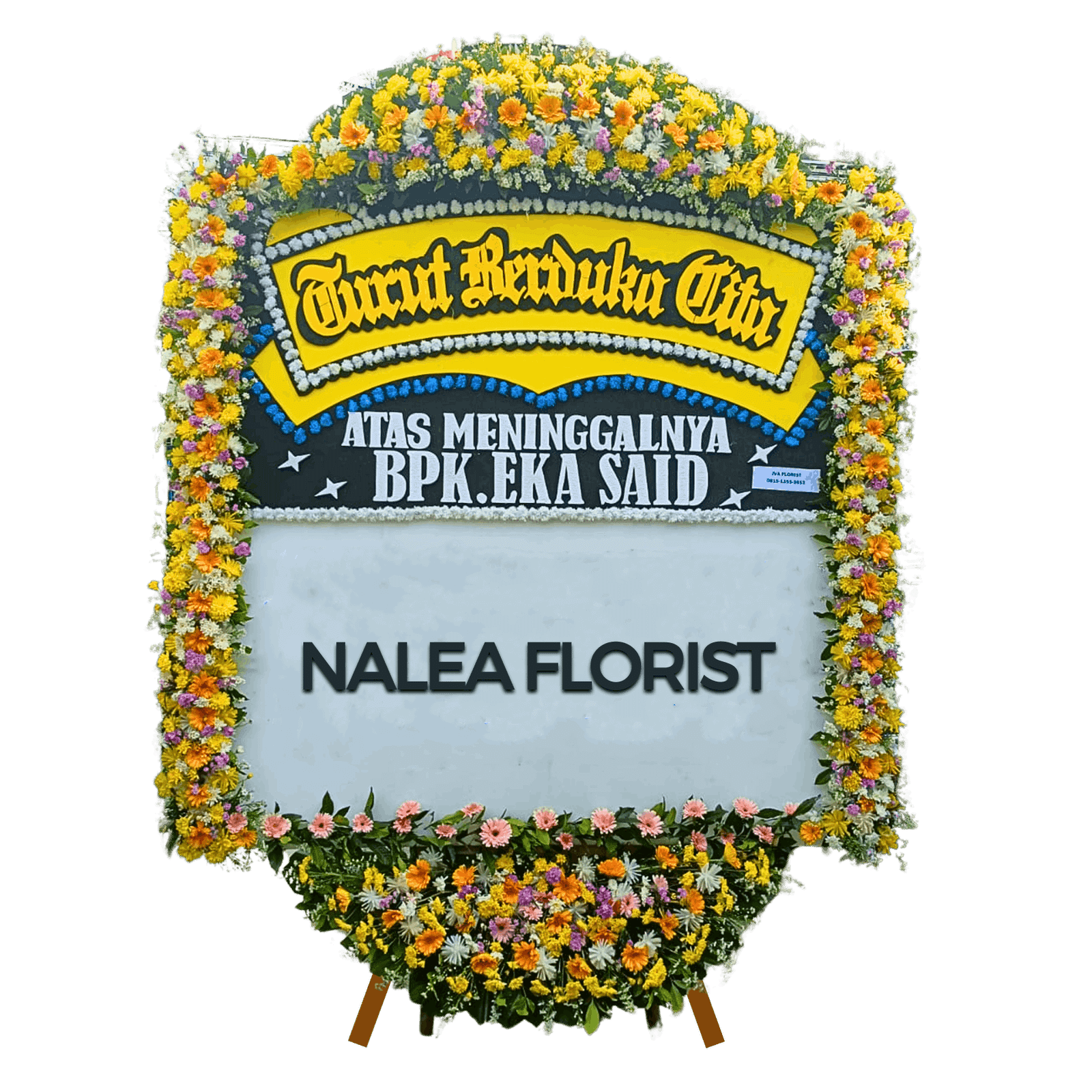 Karangan bunga papan duka cita Nalea Florist MELORAVE 03 dengan rangkaian bunga segar