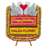 Karangan bunga papan Happy Wedding Nalea Florist ORAVENZA 06 dengan rangkaian bunga segar