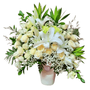 Rangkaian bunga meja Nalea Florist LAVOREN 12 dengan rangkaian bunga segar