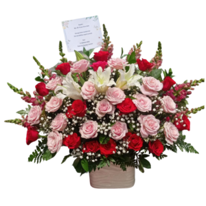 Rangkaian bunga meja Nalea Florist LUNAVERA 18 dengan rangkaian bunga segar